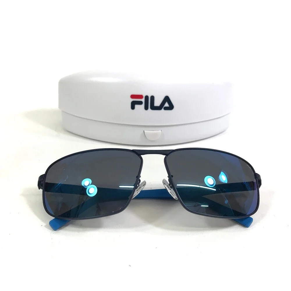 Fila Sunglasses SFI446 COL.696B Matte Blue Frames with Smoke Blue Mirror Lenses